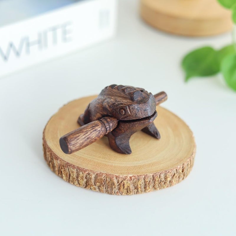 RATREE 888 2.3-2.5 Inch Thai Classic Handmade Percussion Instruments Wooden Frog Wooden Frog Musical Instrument (Dark Brown 2.5 ") - Image 5
